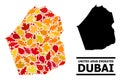 Autumn Leaves - Mosaic Map of Dubai Emirate