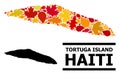 Autumn Leaves - Mosaic Map of Haiti Tortuga Island