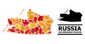 Autumn Leaves - Mosaic Map of Kaliningrad Region