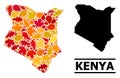 Autumn Leaves - Mosaic Map of Kenya