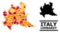 Autumn Leaves - Mosaic Map of Lombardy Region