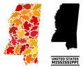 Autumn Leaves - Mosaic Map of Mississippi State