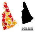 Autumn Leaves - Mosaic Map of New Hampshire State