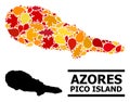 Autumn Leaves - Mosaic Map of Pico Island