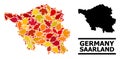 Autumn Leaves - Mosaic Map of Saarland State