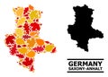 Autumn Leaves - Mosaic Map of Saxony-Anhalt State