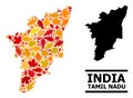 Autumn Leaves - Mosaic Map of Tamil Nadu State