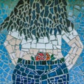 Mosaic of Backside of a Woman with Rose on Her Back