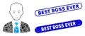 Rectangle Collage Bald Boss with Scratched Best Boss Ever Stamps