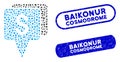 Elliptic Collage Bank Map Pointers with Textured Baikonur Cosmodrome Watermarks Royalty Free Stock Photo