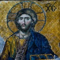 Mosaic in basilica Hagia Sophia, Istanbul, also called Ayasofya, now mosque, church was dedicated to the Holy Wisdom Royalty Free Stock Photo