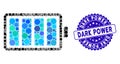Collage Battery Icon with Grunge Dark Power Stamp