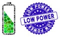 Mosaic Battery Level Icon with Textured Low Power Stamp