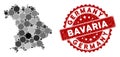 Mosaic Bavaria Land Map and Grunge Circle Stamp Seal