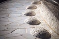 Mosaic bench in Park Guell by architect Antoni Gaudi, Barcelona, Spain. Royalty Free Stock Photo