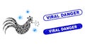 Mosaic Bird Flu Icon with Coronavirus Scratched Viral Danger Seal Royalty Free Stock Photo
