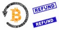 Bitcoin Chargeback Mosaic and Scratched Rectangle Stamps