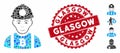 Mosaic Bitcoin Miner Icon with Grunge Glasgow Seal