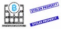 Bitcoin Office Mosaic and Grunge Rectangle Stolen Property Watermarks Royalty Free Stock Photo