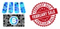 Mosaic Bitcoin Store with Scratched February Sale Stamp