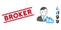 Bitcoin Trader Mosaic and Distress Broker Watermark with Lines