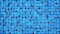 Mosaic blue tiles viewed through the refreshing still water and clear of a swimming pool, Abstract background, Top view. Royalty Free Stock Photo