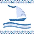 Mosaic Boat in Frame. Vector illustration