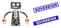 Boss Robot Mosaic and Grunge Rectangle Sovereign Seals Royalty Free Stock Photo