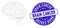 Collage Brain Icon with Scratched Brain Cancer Stamp