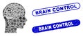 Rectangle Mosaic Brain with Grunge Brain Control Stamps