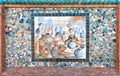 Mosaic of broken pottery and ceramics painting Royalty Free Stock Photo