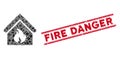 Building Fire Mosaic and Scratched Fire Danger Stamp Seal with Lines