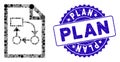 Mosaic Business Plan Icon with Grunge Plan Stamp