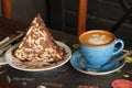 mosaic cake, Biscuit cake with chocolate, hazelnuts with coffee