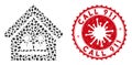 Mosaic Call Center Office Icon with Coronavirus Scratched Call 911 Seal