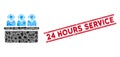 Call Center Mosaic and Distress 24 Hours Service Seal with Lines