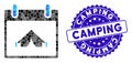 Mosaic Camping Calendar Day Icon with Distress Camping Seal