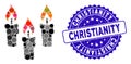 Mosaic Candles Icon with Textured Christianity Stamp