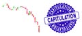 Mosaic Candlestick Chart Down Icon with Grunge Capitulation Stamp Royalty Free Stock Photo