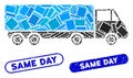Rectangle Mosaic Cargo Wagon with Textured Same Day Stamps