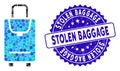 Mosaic Carryon Icon with Textured Stolen Baggage Stamp Royalty Free Stock Photo