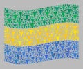 Cattle Waving Gabon Flag - Mosaic of Bull Icons