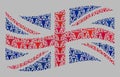 Cattle Waving Great Britain Flag - Collage of Bull Symbols