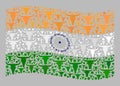 Cattle Waving India Flag - Collage of Cow Symbols