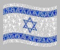 Cattle Waving Israel Flag - Mosaic with Bull Symbols