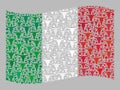 Cattle Waving Italy Flag - Mosaic of Bull Icons