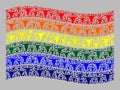 Cattle Waving LGBT Flag - Mosaic of Bull Icons