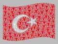 Cattle Waving Turkey Flag - Mosaic of Cow Icons