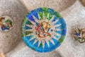 Ceiling with mosaic in Park Guell, Barcelona, Catalonia, Spain Royalty Free Stock Photo