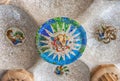 Ceiling with mosaic in Park Guell, Barcelona, Catalonia, Spain Royalty Free Stock Photo